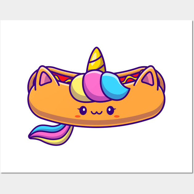 Cute Unicorn Hotdog Wall Art by Catalyst Labs